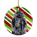 Black Standard Poodle Candy Cane Christmas Ornament - Round Ceramic Ornament – Artist-Designed Keepsake Decoration SC9794CO1