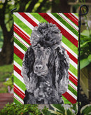 Black Standard Poodle Candy Cane Christmas Garden Flag - Outdoor Decorative Yard Flag