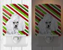 White Toy Poodle Candy Cane Christmas Ceramic Night Light Compact, UL-Certified, Ideal for Bedroom, Bathroom, Nursery, Hallway, Kitchen, 6x4x3, Multicolor