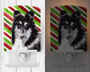 Black and White Collie Candy Cane Christmas Ceramic Night Light Compact, UL-Certified, Ideal for Bedroom, Bathroom, Nursery, Hallway, Kitchen, 6x4x3, Multicolor