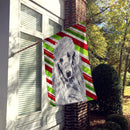 White Standard Poodle Candy Cane Christmas House Flag 28x40 Porch Sleeve Pole Decorative Outside Yard Banner Artwork Wall Hanging, Polyester