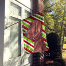 Redbone Coonhound Candy Cane Christmas House Flag 28x40 Porch Sleeve Pole Decorative Outside Yard Banner Artwork Wall Hanging, Polyester