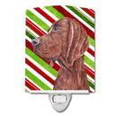 Redbone Coonhound Candy Cane Christmas Ceramic Night Light Compact, UL-Certified, Ideal for Bedroom, Bathroom, Nursery, Hallway, Kitchen, 6x4x3, Multicolor