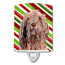 Otterhound Candy Cane Christmas Ceramic Night Light Compact, UL-Certified, Ideal for Bedroom, Bathroom, Nursery, Hallway, Kitchen, 6x4x3, Multicolor