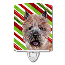 Norwich Terrier Candy Cane Christmas Ceramic Night Light Compact, UL-Certified, Ideal for Bedroom, Bathroom, Nursery, Hallway, Kitchen, 6x4x3, Multicolor