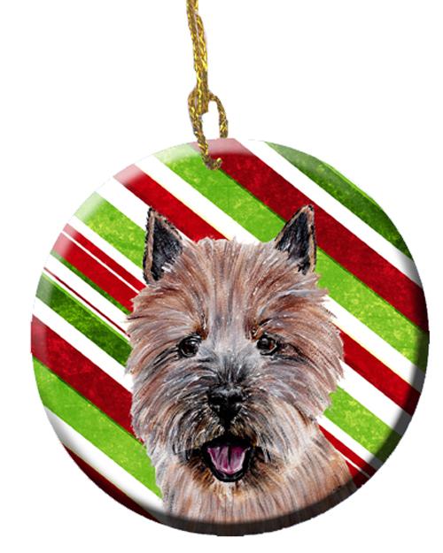 Norwich Terrier Candy Cane Christmas Ceramic Ornament SC9806CO1