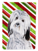 Havanese Candy Cane Christmas House Flag 28x40 Porch Sleeve Pole Decorative Outside Yard Banner Artwork Wall Hanging, Polyester