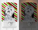 Havanese Candy Cane Christmas Ceramic Night Light Compact, UL-Certified, Ideal for Bedroom, Bathroom, Nursery, Hallway, Kitchen, 6x4x3, Multicolor