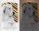 Great Pyrenees Candy Cane Christmas Ceramic Night Light Compact, UL-Certified, Ideal for Bedroom, Bathroom, Nursery, Hallway, Kitchen, 6x4x3, Multicolor