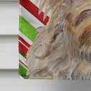 Golden Doodle 2 Candy Cane Christmas House Flag 28x40 Porch Sleeve Pole Decorative Outside Yard Banner Artwork Wall Hanging, Polyester