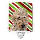 Golden Doodle 2 Candy Cane Christmas Ceramic Night Light Compact, UL-Certified, Ideal for Bedroom, Bathroom, Nursery, Hallway, Kitchen, 6x4x3, Multicolor