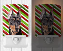 German Pinscher Candy Cane Christmas Ceramic Night Light Compact, UL-Certified, Ideal for Bedroom, Bathroom, Nursery, Hallway, Kitchen, 6x4x3, Multicolor