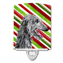 Scottish Deerhound Candy Cane Christmas Ceramic Night Light Compact, UL-Certified, Ideal for Bedroom, Bathroom, Nursery, Hallway, Kitchen, 6x4x3, Multicolor
