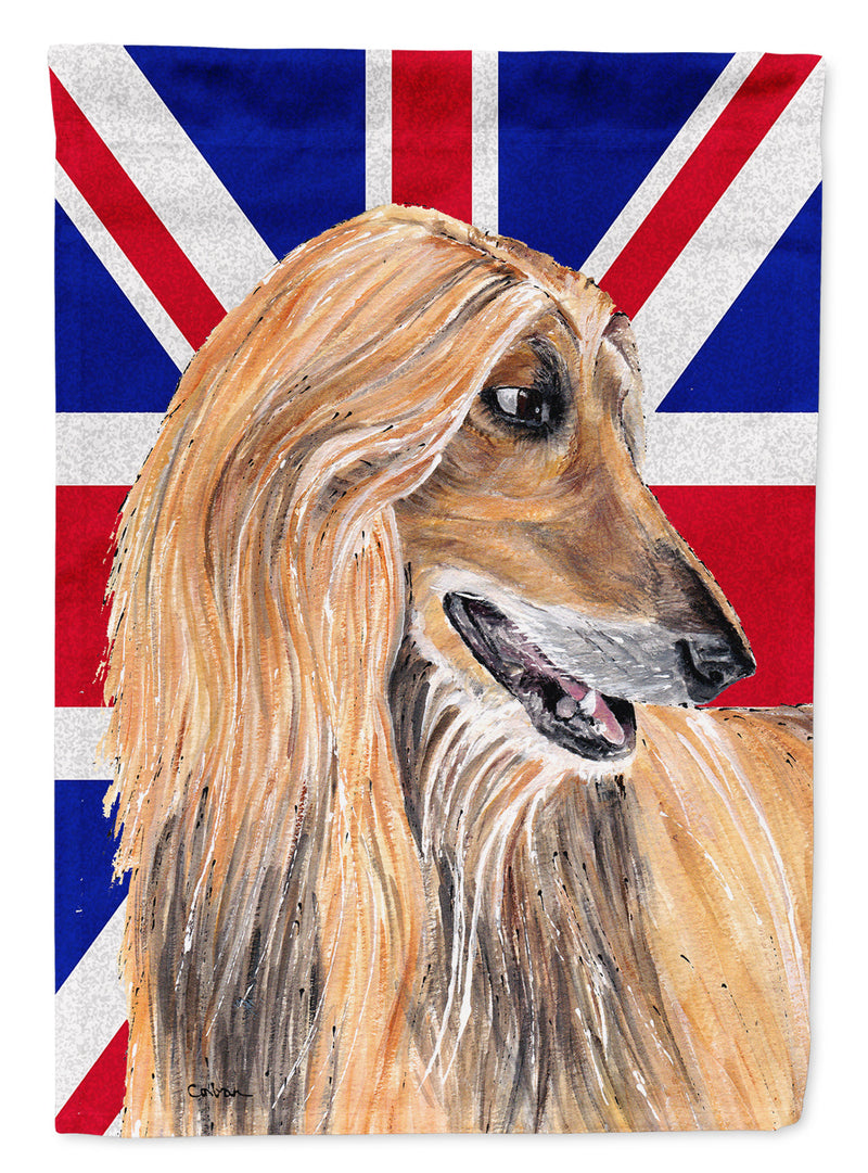 Afghan Hound with English Union Jack British Flag Flag Canvas House Size SC9814CHF