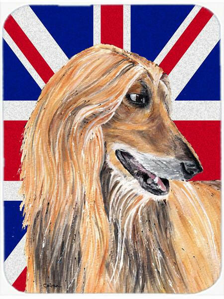 Afghan Hound with English Union Jack British Flag Glass Cutting Board Large Size SC9814LCB