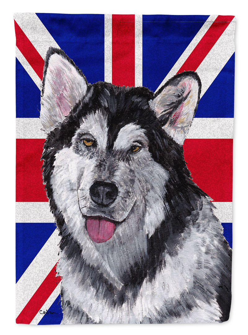 Alaskan Malamute with English Union Jack British Flag Flag Canvas House Size SC9815CHF