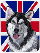 Alaskan Malamute with English Union Jack British Flag Glass Cutting Boards – Durable, Decorative Kitchen Art Large Size SC9815LCB