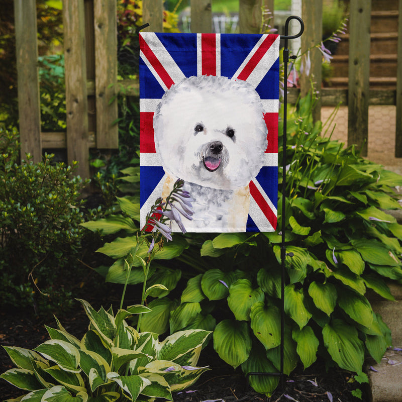 Bichon Frise with English Union Jack British Flag Garden Flag - Outdoor Decorative Yard Flag