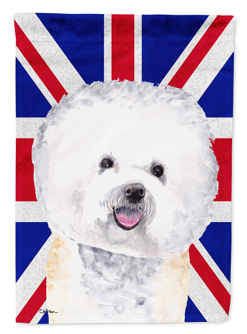 Bichon Frise with English Union Jack British Flag Garden Flag - Outdoor Decorative Yard Flag