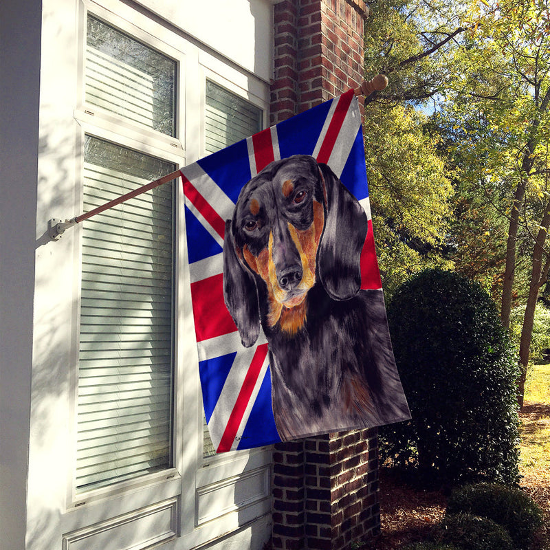 Dachshund with English Union Jack British Flag Flag Canvas House Size SC9820CHF