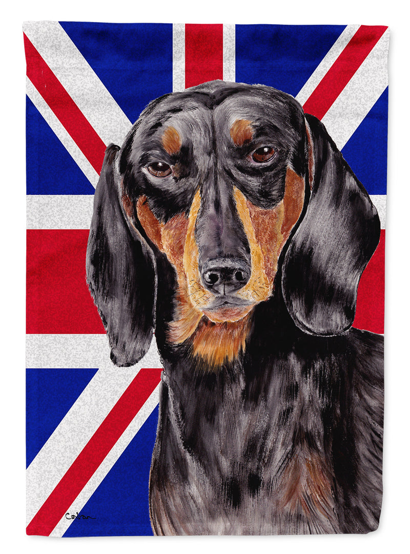 Dachshund with English Union Jack British Flag Flag Canvas House Size SC9820CHF