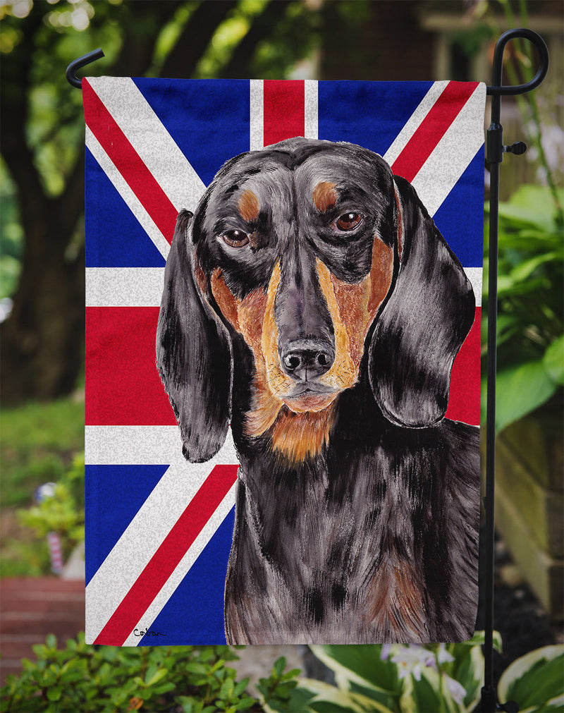 Dachshund with English Union Jack British Flag Flag Garden Size