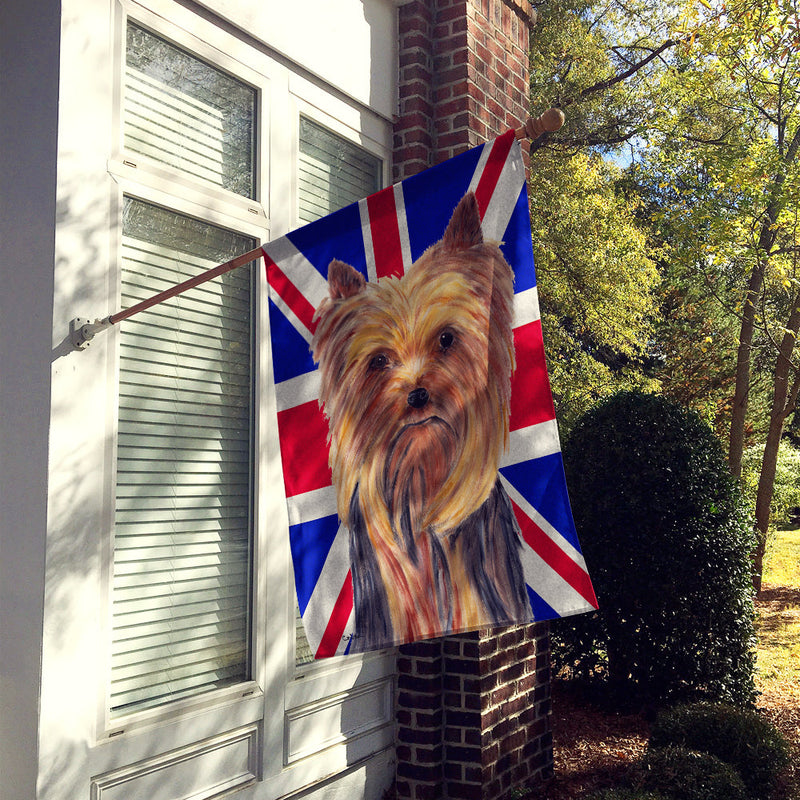 Yorkie with English Union Jack British Flag Flag Canvas House Size SC9822CHF