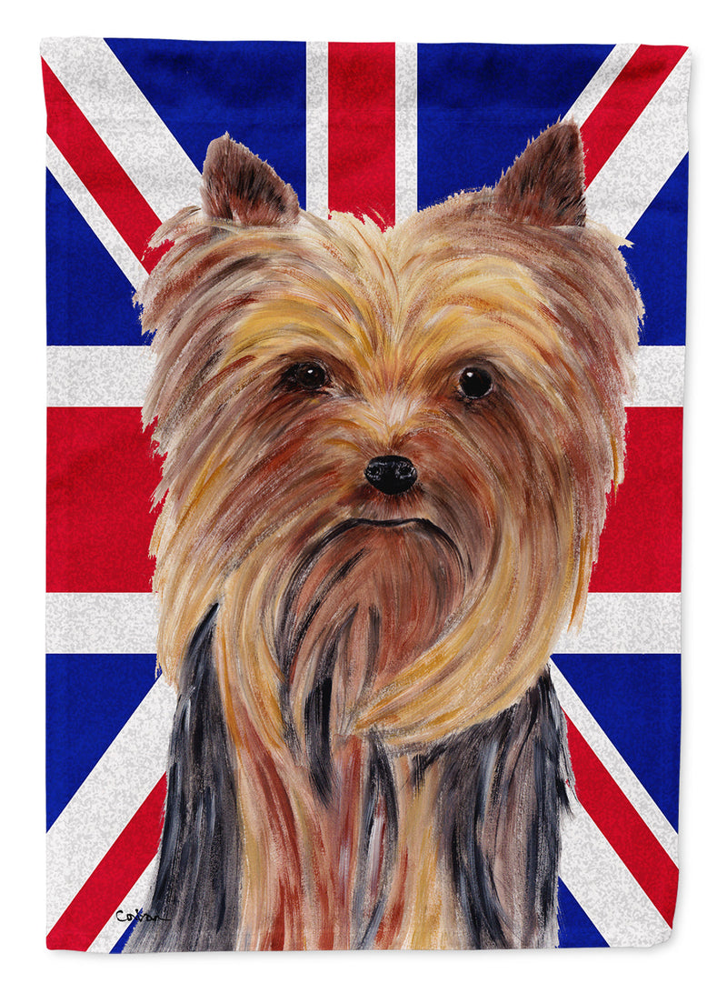 Yorkie with English Union Jack British Flag Flag Canvas House Size SC9822CHF