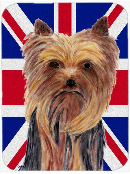 Yorkie with English Union Jack British Flag Glass Cutting Board Large Size SC9822LCB