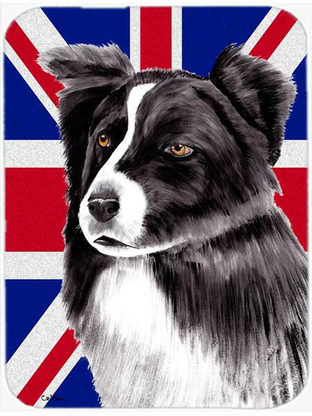 Border Collie with English Union Jack British Flag Glass Cutting Board Large Size SC9824LCB