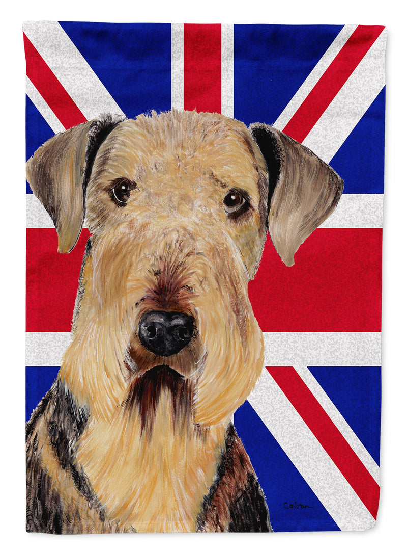 Airedale with English Union Jack British Flag Flag Canvas House Size SC9830CHF