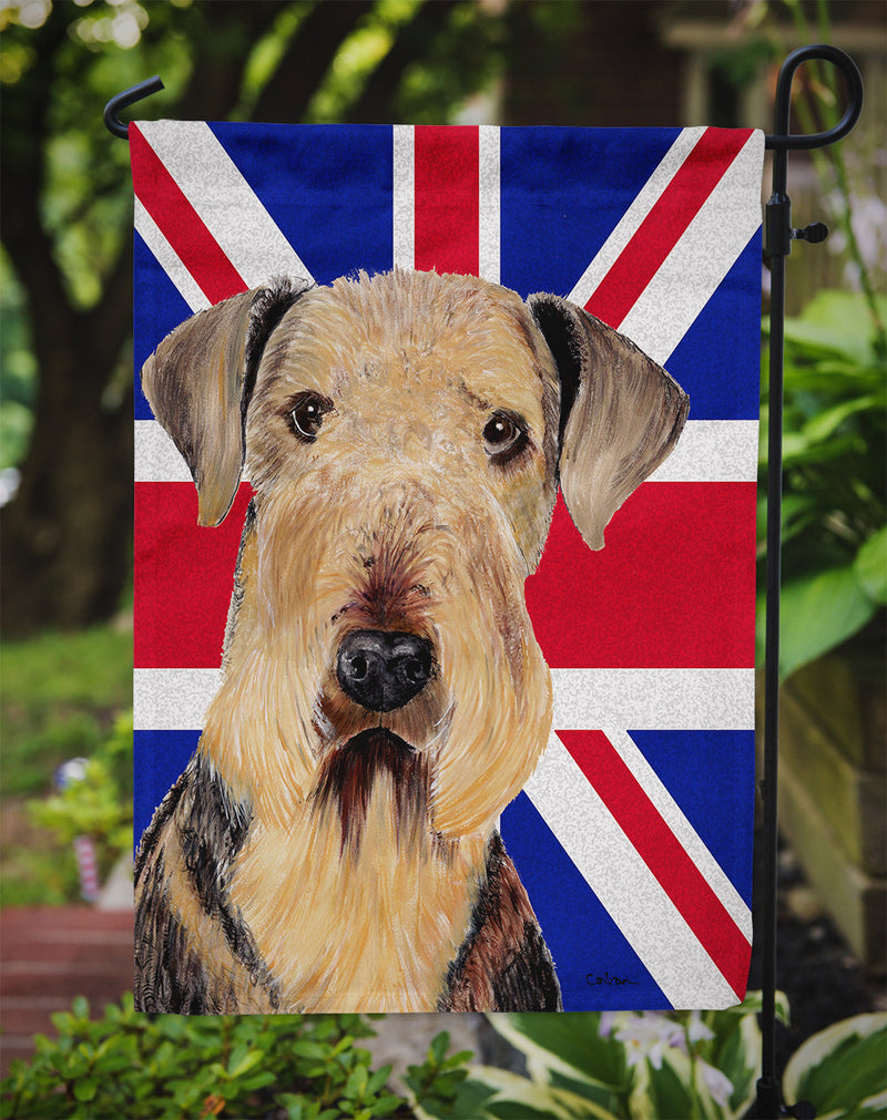 Airedale with English Union Jack British Flag Flag Garden Size