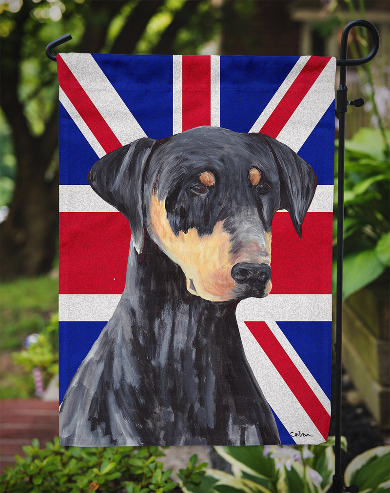 Doberman with English Union Jack British Flag Garden Flag – Decorative Outdoor Yard Flag SC9834GF