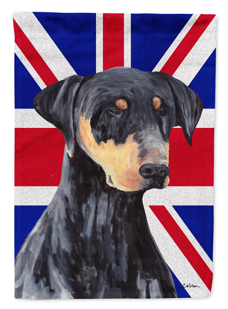 Doberman with English Union Jack British Flag Garden Flag – Decorative Outdoor Yard Flag SC9834GF
