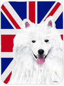 American Eskimo with English Union Jack British Flag Glass Cutting Boards – Durable, Decorative Kitchen Art Large Size SC9836LCB