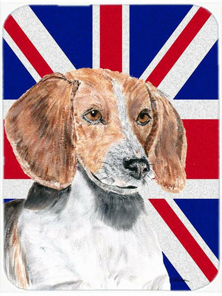 English Foxhound with English Union Jack British Flag Glass Cutting Board Large Size SC9858LCB