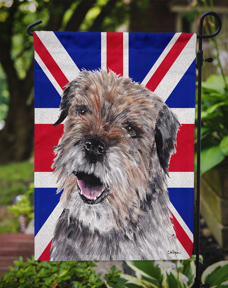 Border Terrier with Engish Union Jack British Flag Flag Garden Size SC9865GF