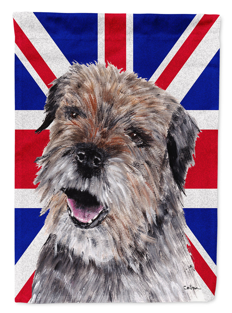 Border Terrier with Engish Union Jack British Flag Flag Garden Size SC9865GF