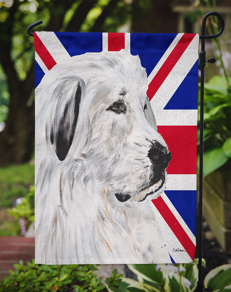 Great Pyrenees with English Union Jack British Flag Flag Garden Size SC9873GF