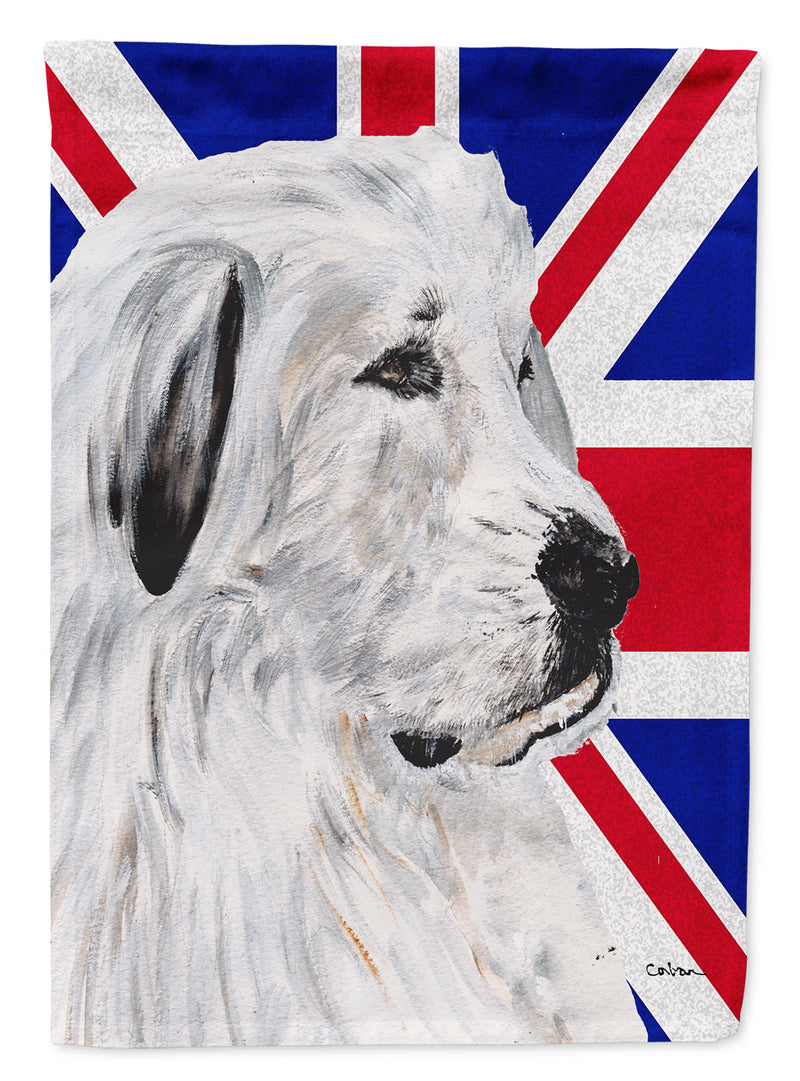 Great Pyrenees with English Union Jack British Flag Flag Garden Size SC9873GF