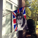 Black and White Collie with English Union Jack British Flag House Flag 28x40 Porch Sleeve Pole Decorative Outside Yard Banner Artwork Wall Hanging, Polyester