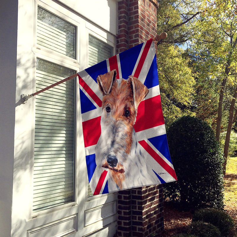 Wire Fox Terrier with English Union Jack British Flag Flag Canvas House Size SC9887CHF