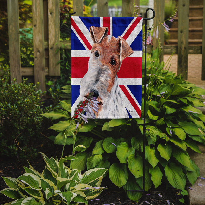 Wire Fox Terrier with English Union Jack British Flag Flag Garden Size SC9887GF