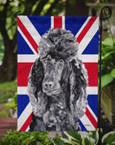 Black Standard Poodle with English Union Jack British Flag Garden Flag - Outdoor Decorative Yard Flag SC9889GF
