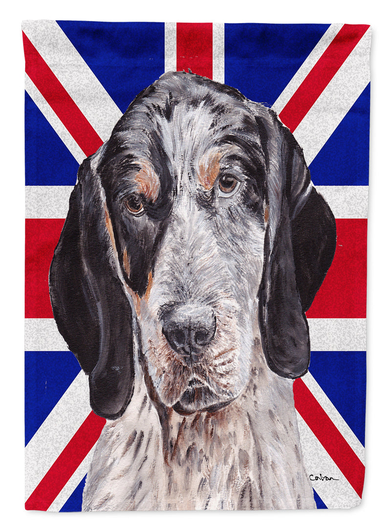 Blue Tick Coonhound with English Union Jack British Flag Flag Canvas House Size SC9890CHF