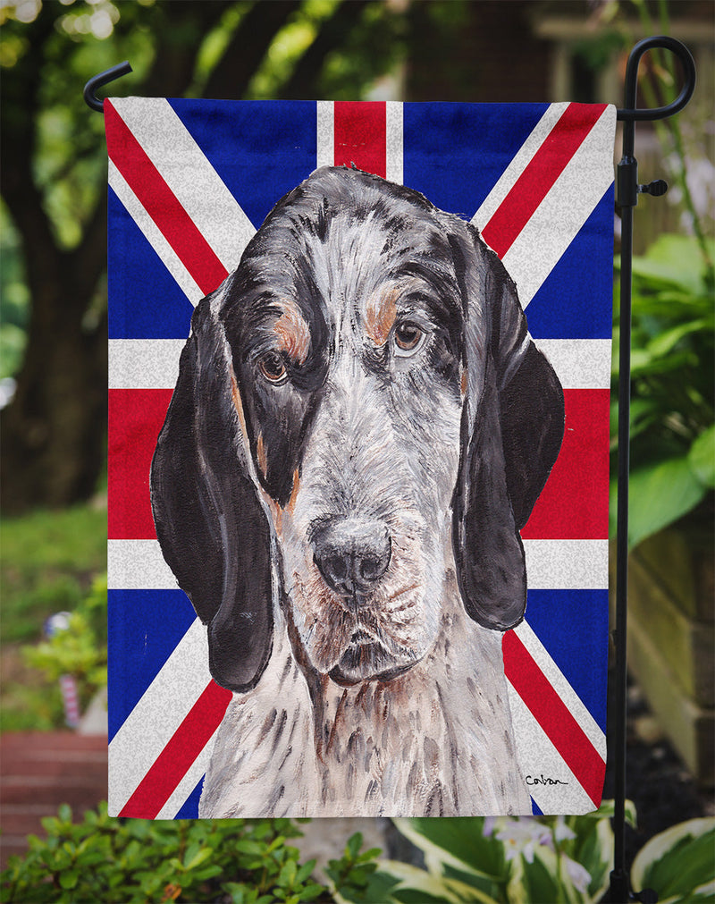 Blue Tick Coonhound with English Union Jack British Flag Garden Flag - Outdoor Decorative Yard Flag