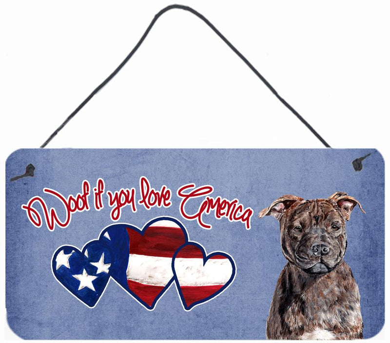 Woof if you love America Staffie Wall or Door Hanging Prints SC9905DS612