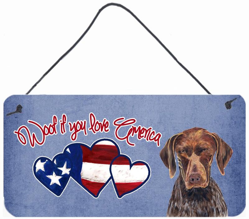 Woof if you love America German Shorthaired Pointer Wall or Door Hanging Prints