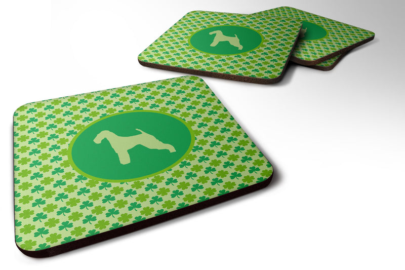 Airedale Lucky Shamrock Coasters - Set of 4 Lightweight Foam, Absorbent Drink Coasters