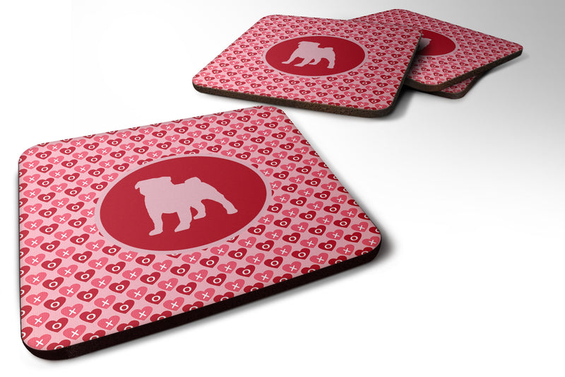 Pug Valentine Hearts Coasters - Set of 4 Lightweight Foam, Absorbent Drink Coasters